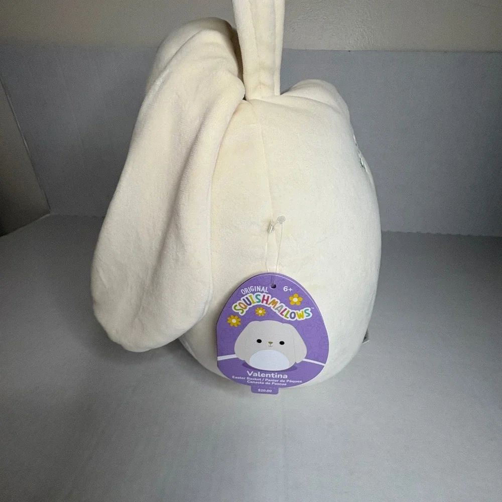 Squishmallows Valentina Bunny Easter Basket Plush Bag Cream White‎